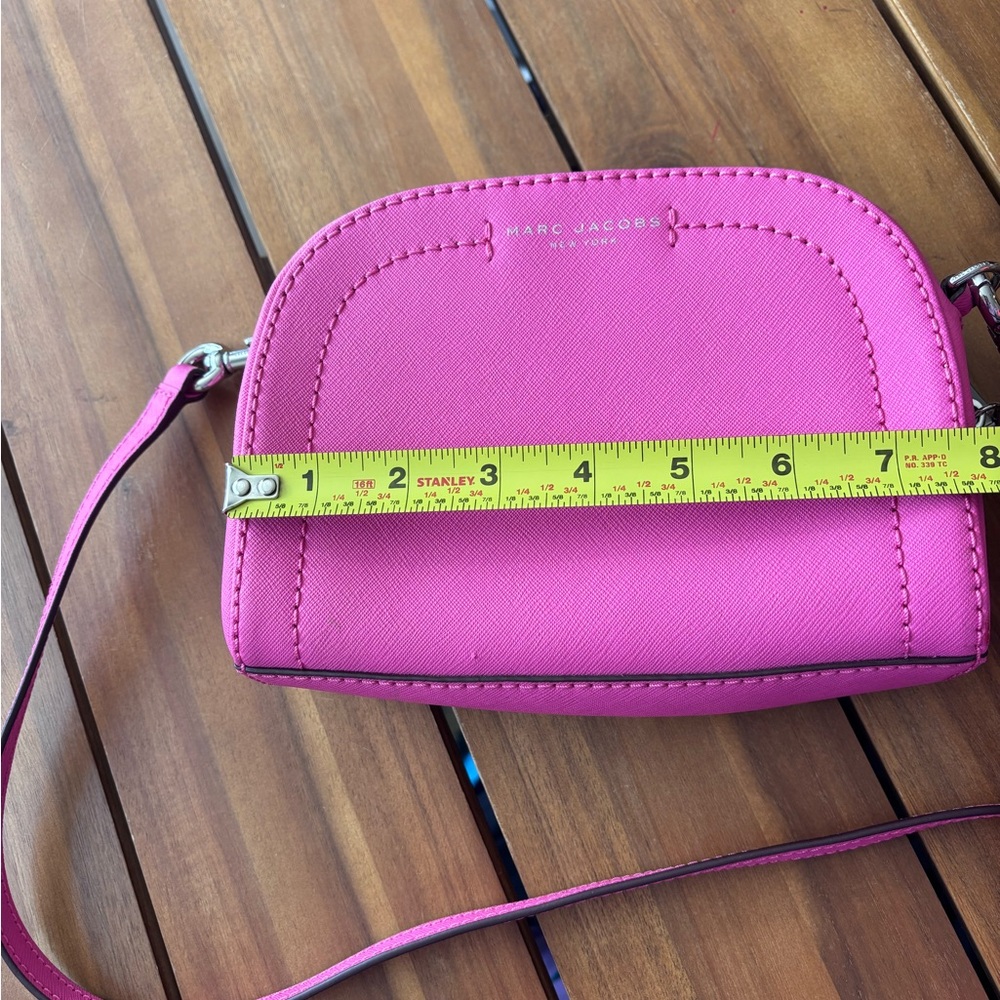 Marc Jacobs Bright Pink Playback Half Moon Saffiano Leather Small Crossbody Bag - Picture 11 of 12